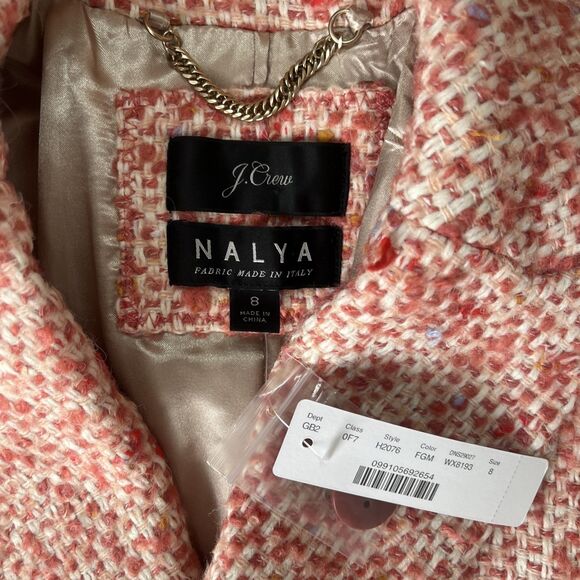 J Crew Nalya Daphne Italian Tweed Topcoat Womens 8 Guava Pink Peacoat Classic - Picture 2 of 8